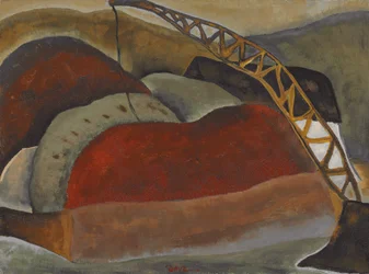 Barge à cendres et derrick