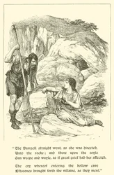 Les aventures de Sir Artegall, à la tanière de la tromperie (gravure)