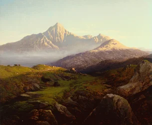 Bétail des Highlands dans un paysage montagneux