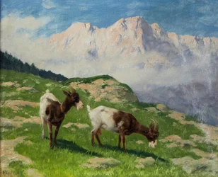 Arthur Heyer Chèvres dans un paysage de montagne