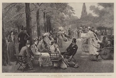 Dimanche matin dans les jardins de Kensington, après le service à l
