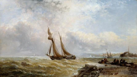 Côtre quittant le port, temps agité