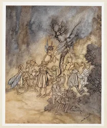 ACTE IV : Scène I, ligne 138 Entrent certains moissonneurs, correctement habillés. Junon et Cérès envoient Iris chercher des nymphes et des moissonneurs pour exécuter une danse champêtre.