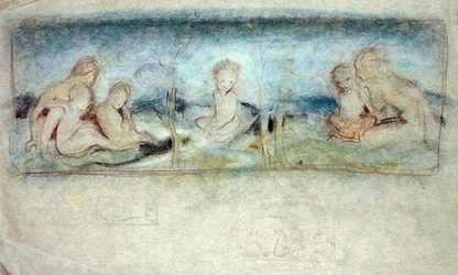 Un enfant parmi les fées, étude pour une peinture à l