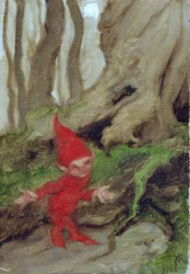 Un gnome près de racines d