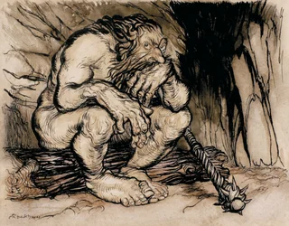 Un géant des plus terrifiants, illustration de English Fairy Tales, publié en 1918