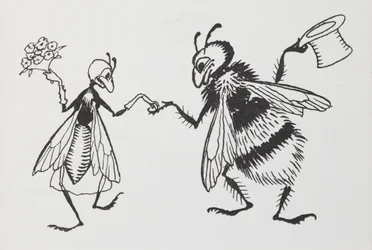Une mouche et une abeille se mariant