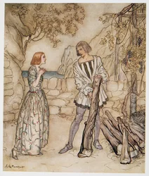 Alas, now, pray you, work not so hard, illustration de La Tempête de William Shakespeare, pub. 1926