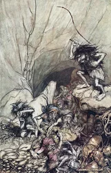 Alberich conduit une bande de Nibelungen chargée de trésors d