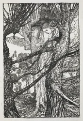 Alice en serpent parlant à un pigeon