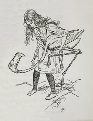 Alice jouant au croquet avec un flamant rose