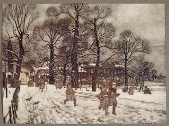 Un après-midi où les jardins étaient blancs de neige, de Peter Pan dans les jardins de Kensington par J M Barrie, pub. 1906