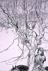 Alors que je réfléchissais, il chevauchait sur son chemin, illustration de 