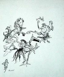 Oiseaux, bêtes et poissons se précipitaient en masses confuses, illustration de 