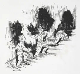 Enfants rampant dans les escaliers la nuit