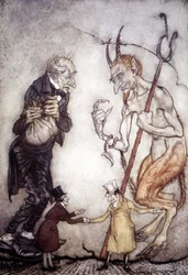 Conte de Noël par Charles Dickens (1812 - 1872), illustration par Arthur Rackham (1867-1939)