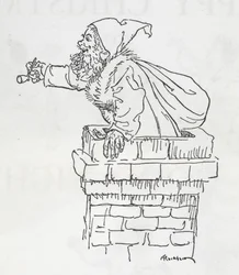 Père Noël descendant par une cheminée
