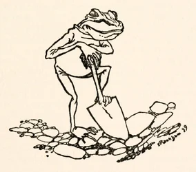 Grenouille avec une pelle de Les Voyages de Gulliver par Jonathan Swift