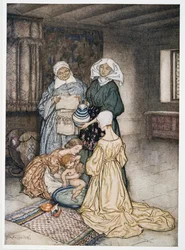 Had I not four or five women once that tended me? illustration de La Tempête de William Shakespeare, pub. 1926