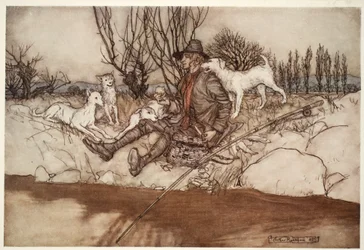 Aucun chien ne voulait aboyer après lui dans tout le quartier, de Rip Van Winkle par Washington Irving, pub. 1910