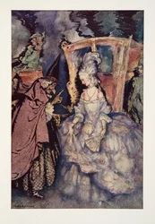 Maintenant, Cendrillon, tu peux y aller; mais souviens-toi..., de The Arthur Rackham Fairy Book, pub. 1933