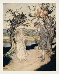 Flânant dans le crépuscule, de La Légende de Sleepy Hollow par Washington Irving (1783 - 1859), pub. 1928