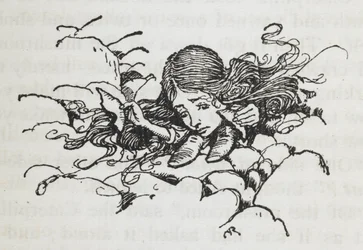 Alice rétrécie après avoir mangé un morceau du champignon de la Chenille