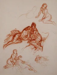Études de filles assises sur l