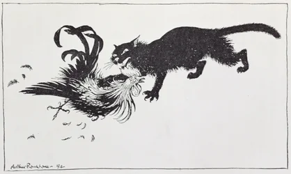 Le Chat et le Coq, illustration tirée des «Fables d