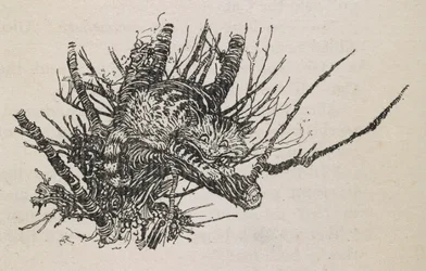 Le Chat du Cheshire dans un arbre