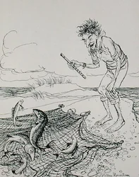Le Pêcheur jouant de la flûte, illustration des 