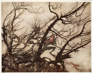 Les Indiens les considéraient comme la demeure des esprits, de Rip Van Winkle par Washington Irving, pub. 1910