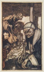 Les Struldbrugs, des Voyages de Gulliver par Jonathan Swift (1667 - 1745), pub. 1909