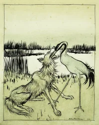Le loup et la grue - Fables d