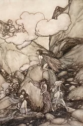 Ces montagnes féeriques, de Rip Van Winkle par Washington Irving, pub. 1910