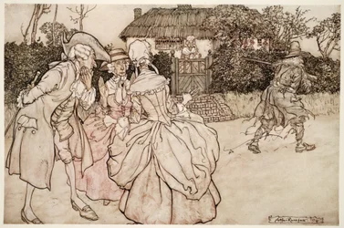 Ils le regardaient tous avec des marques égales de surprise et se caressaient invariablement le menton, de Rip Van Winkle par Washington Irving, pub. 1910