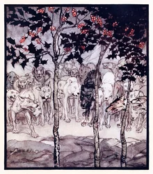 Ils se tenaient dehors, remplis de sauvagerie et de terreur de La grotte enchantée de Cesh Corran dans Contes de fées irlandais