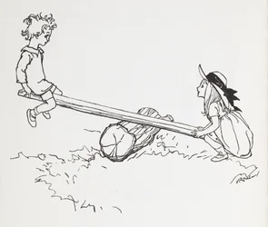 Deux enfants sur une balançoire