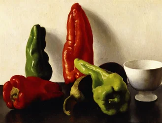 Nature morte avec poivrons rouges et verts