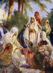 Jésus et les enfants (lithographie en couleur)