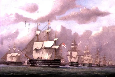 Le vice-amiral de la blanche arrivant à Spithead