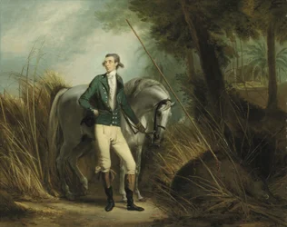 Un gentleman chassant le sanglier dans un paysage indien