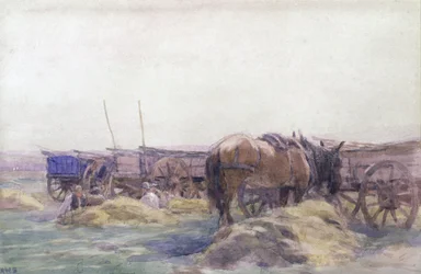 Chariots de foin avec cheval