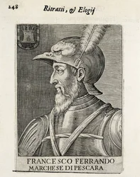 AVALOS, Fernando Francisco (1490-1546). Général espagnol. Xylographie. ESPAGNE. MADRID (COMMUNAUTÉ AUTONOME). Madrid. Bibliothèque Nationale
