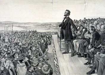 Abraham Lincoln prononçant son célèbre discours le 19 novembre 1863