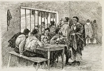 Argentine (20e siècle). Pulperia, une taverne et boutique de liqueurs. Illustration de T.Tamarera
