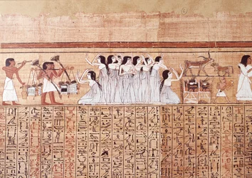 Art égyptien : les pleurs. Le collège est similaire au papyrus d