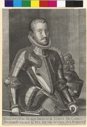 Gravure sur cuivre de Martin rota Empereur Rodolphe II