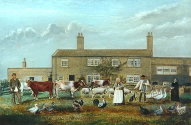 Scène de ferme (huile sur toile)