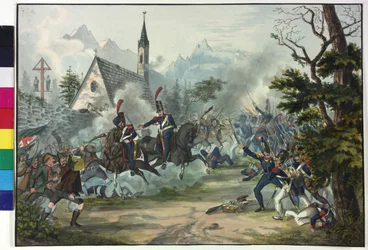 Combat entre soldats français et paysans tyroliens